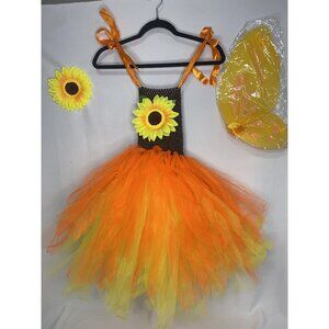 Sunflower Fairy Girls Tutu Dress & Wings Set